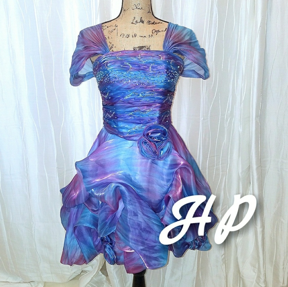 Cinderella Divine Y2K Iridescent Purple Blue Prom Pageant Dress Juniors S